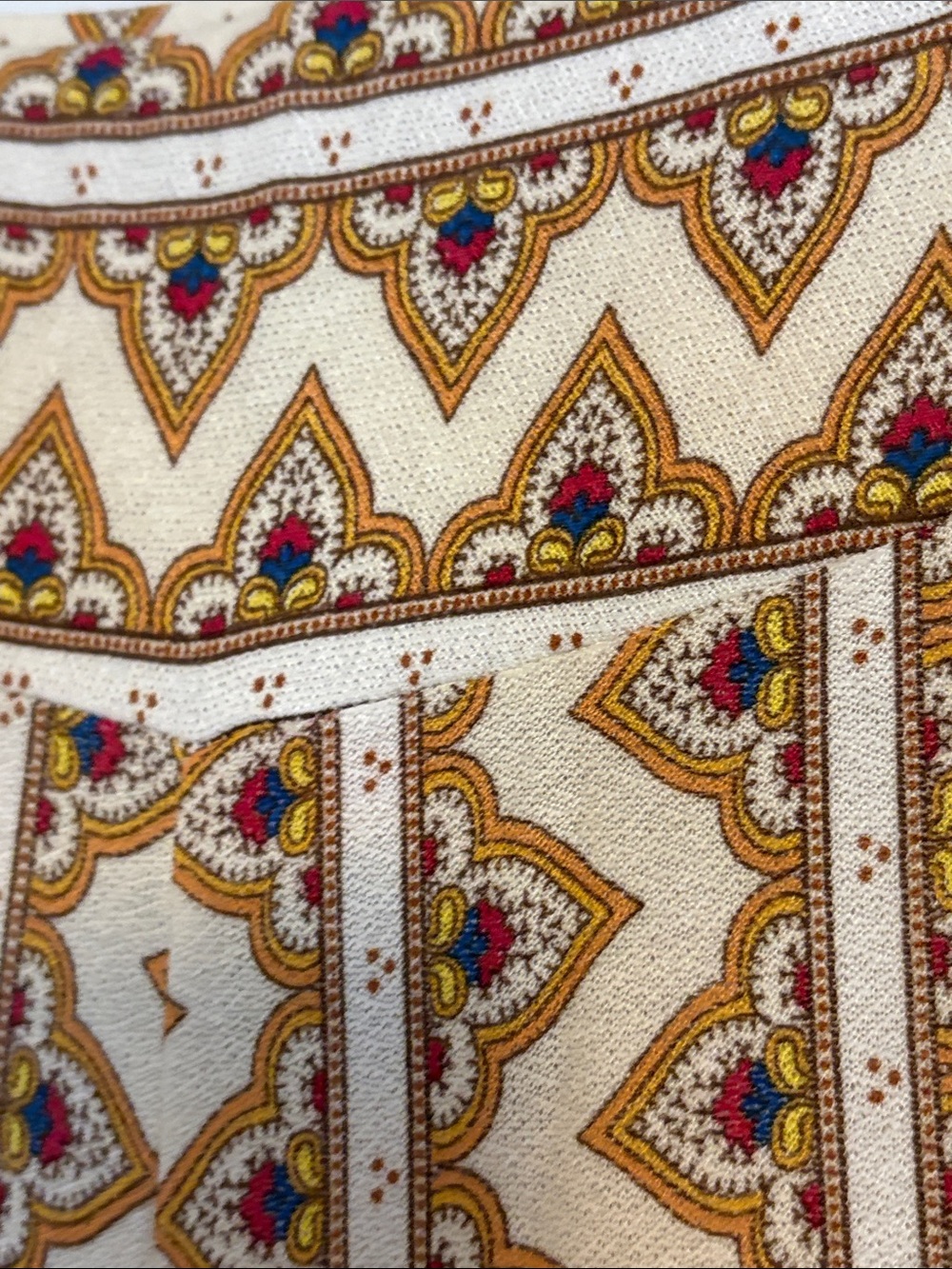 FARM Rio Cream Wide Leg Pants with Gold & Red Accents - Picture 5 of 8
